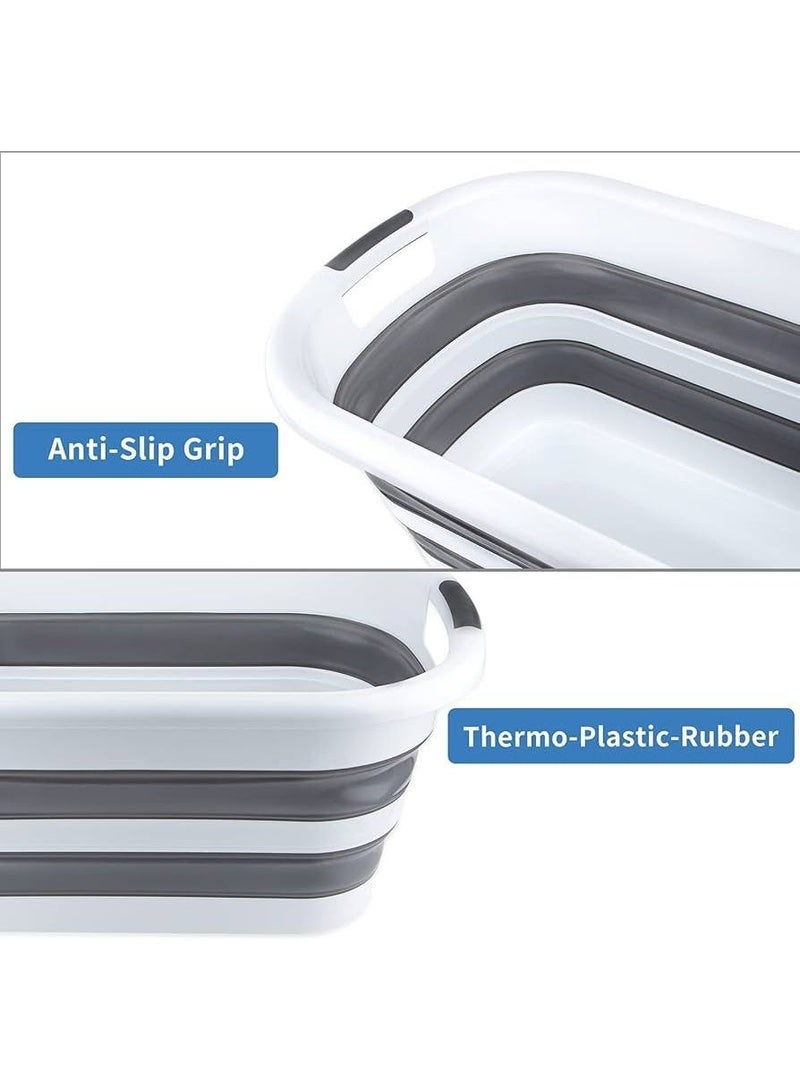 سلة غسيل قابلة للطي 40 لتر حوض غسيل سيليكون قابل للطي موفر للمساحة مع مقابض, الوان متعددة. - Image 4